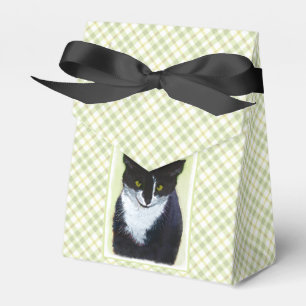Caixinha De Lembrancinhas Pintura De Gato Tuxedo - Arte De Gato Original Bon