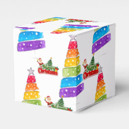 Caixinha De Lembrancinhas Pintura Moderna da Árvore de Natal Colorida