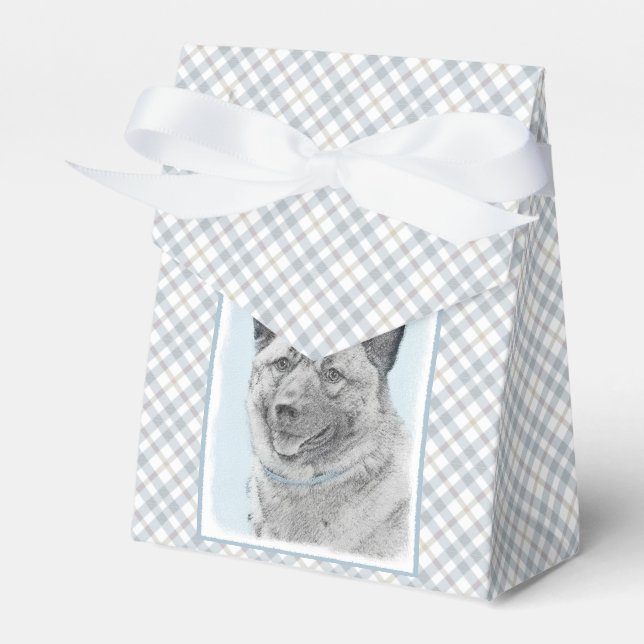 Caixinha De Lembrancinhas Pintura Norueguesa de Elkhound - Arte Original de  (Frente)