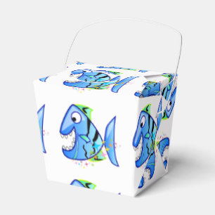 Caixinha De Lembrancinhas Piranha tropical azul com estrelas