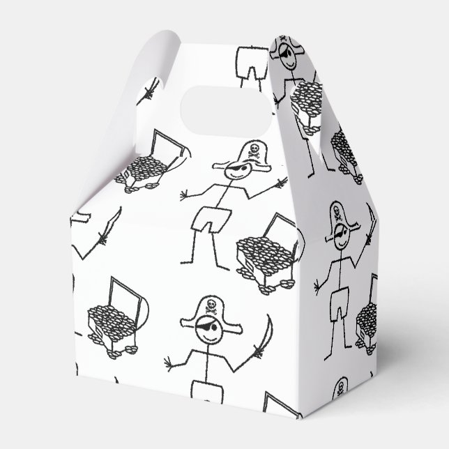 Caixinha De Lembrancinhas Pirata Stickman Com Treasure Chest (Frente)