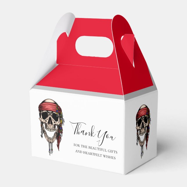 Caixinha De Lembrancinhas Pirate Skull Red Jolly Roger Box (Frente)