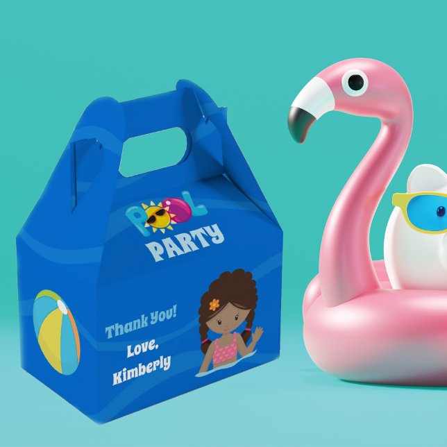 Caixinha De Lembrancinhas Piscina do partido Afro-Americano Birthday Girl (Criador carregado)