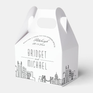 Caixinha De Lembrancinhas Pittsburgh Wedding Linha Skyline Cidade