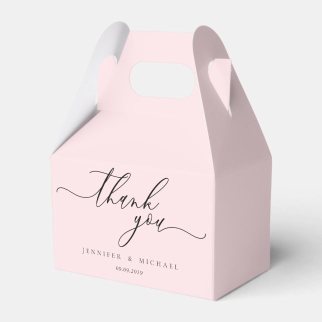 Caixinha De Lembrancinhas Pó Cor-de-Rosa, Obrigado (Frente)
