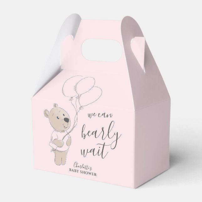 Caixinha De Lembrancinhas Podemos Esperar. | Chá de fraldas do Urso de Teddy (Frente)