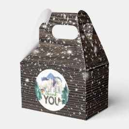 Caixinha De Lembrancinhas Polar Bear Winter Wood Snow Obrigado