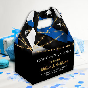 Caixinha De Lembrancinhas Police Officer Graduation Party Thin Blue Line