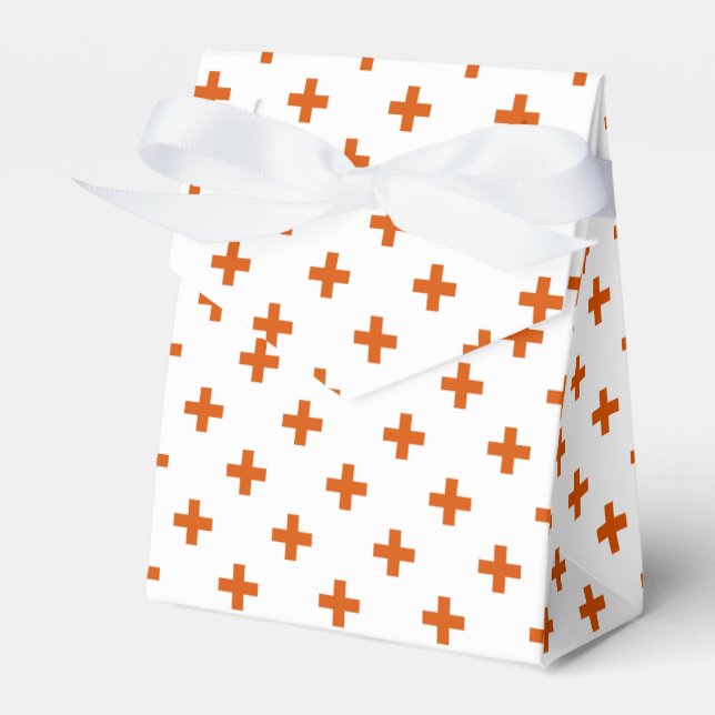 Caixinha De Lembrancinhas Polka laranja cruza em branco (Frente)