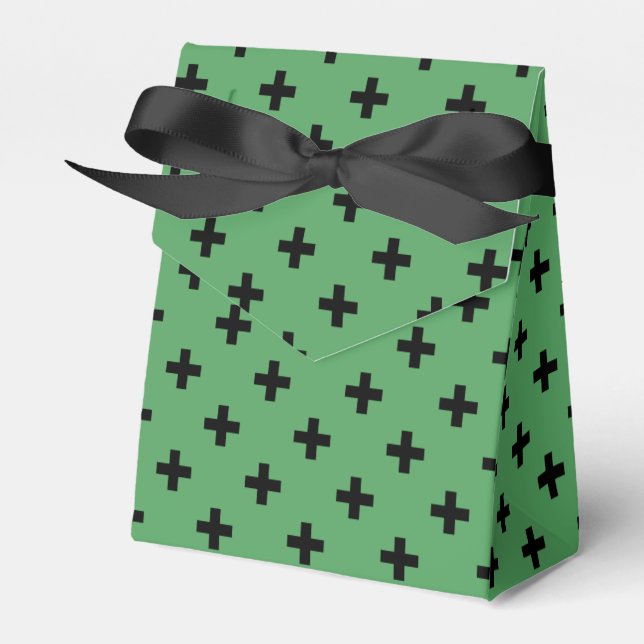 Caixinha De Lembrancinhas Polka negra cruza em verde (Frente)