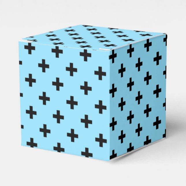 Caixinha De Lembrancinhas Polka negra cruza o azul-bebê (Frente)