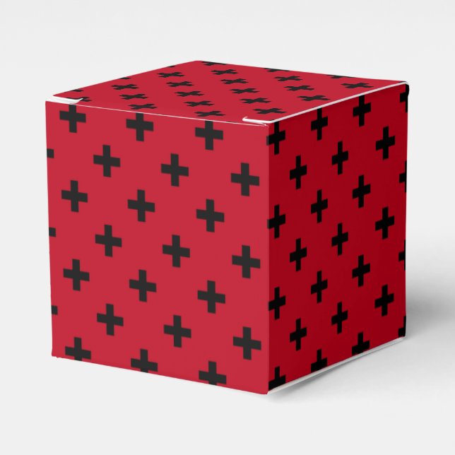 Caixinha De Lembrancinhas Polka preto cruza em vermelho (Frente)