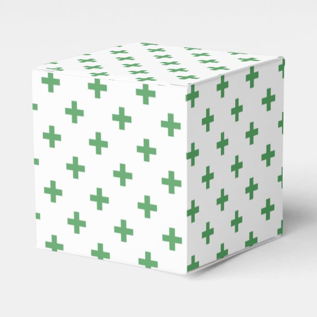 Caixinha De Lembrancinhas Polka verde cruza em branco (Frente)