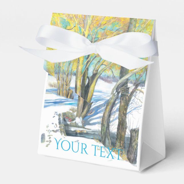 Caixinha De Lembrancinhas ponte na pintura de Watercol no inverno (Frente)