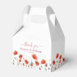 Caixinha De Lembrancinhas Poppies Red Watercolor, Casamento Obrigado