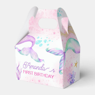 Caixinha De Lembrancinhas Portão-sereia Aquarela Aniversário sob o Mar