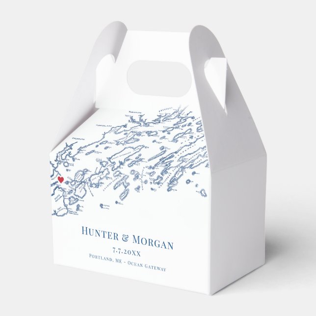 Caixinha De Lembrancinhas Portland Maine Destination Wedding Elegant (Frente)