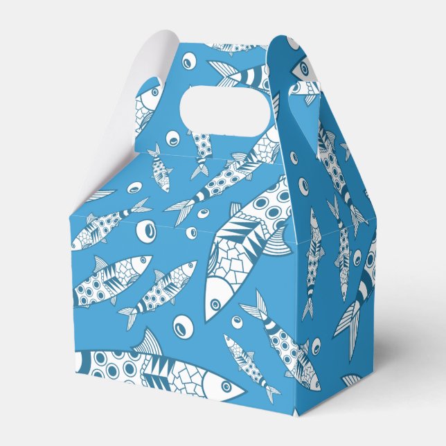 Caixinha De Lembrancinhas Português Lisboa Sardinha Padrão Azulejos Azul (Frente)