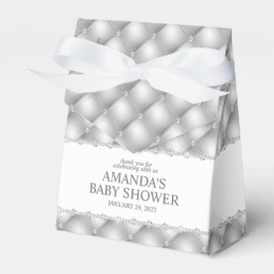 Caixinha De Lembrancinhas Prata e Diamantes Luxo Tufted