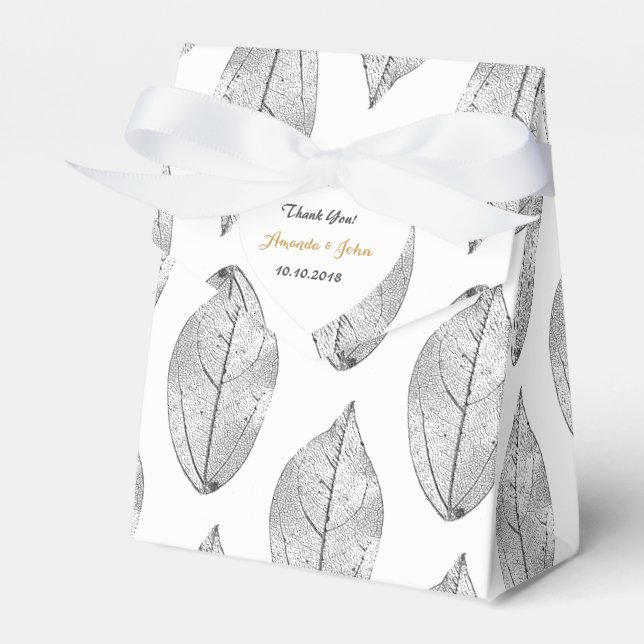 Caixinha De Lembrancinhas Prefeito Casamento de Folha Branca Negra Obrigado (Frente)