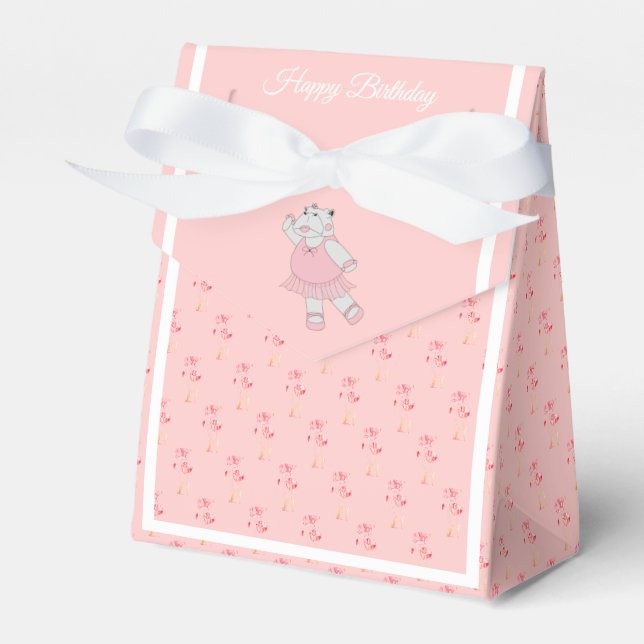 Caixinha De Lembrancinhas Presente de aniversário Illusima Ballet Hippo Pink (Frente)
