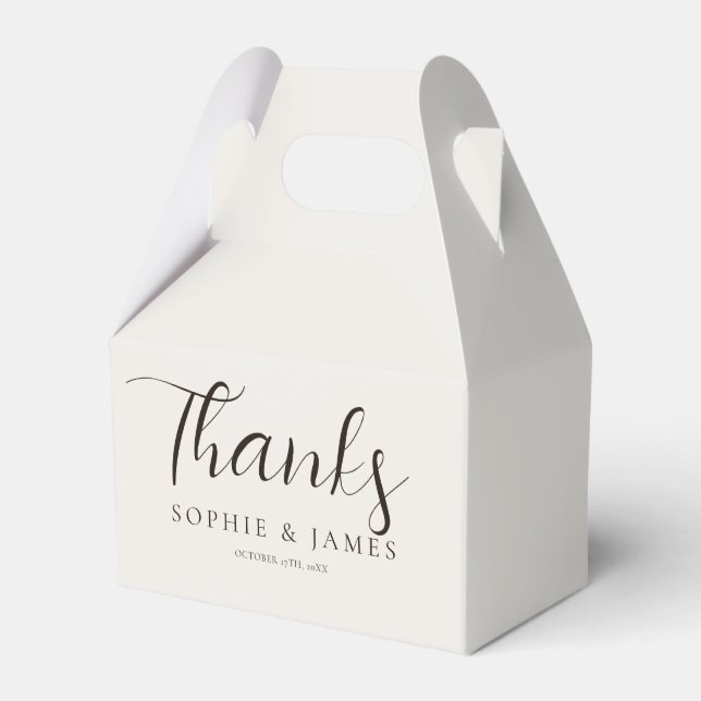 Caixinha De Lembrancinhas Presente de Casamento Bege Minimalista (Frente)