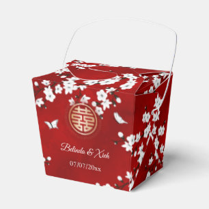 Caixinha De Lembrancinhas Presente de Casamento Chinês Vermelho Branco Doura