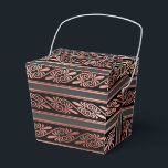Caixinha De Lembrancinhas Preto e Dourado Rosa<br><div class="desc">Caixa de favor elegante com um padrão art déco em dourado rosa de folha falsa.</div>