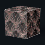 Caixinha De Lembrancinhas Preto e Dourado Rosa<br><div class="desc">Caixa de lembrança elegante com padrão art déco em dourado rosa e preto.</div>