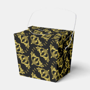 Caixinha De Lembrancinhas Preto Elegante e Faux Dourado