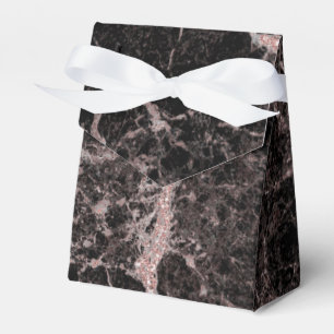Caixinha De Lembrancinhas Preto & Rosa Dourado Glitter Mármore Glamour Moder