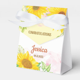 Caixinha De Lembrancinhas Pretty Sunflower Baby Shower  3"w x 1.5"l x 3.25"h