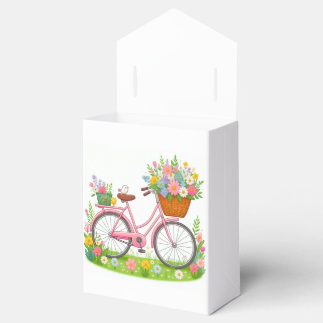 Caixinha De Lembrancinhas Primavera Bicicleta com Flores e Pássaro (Aberto)