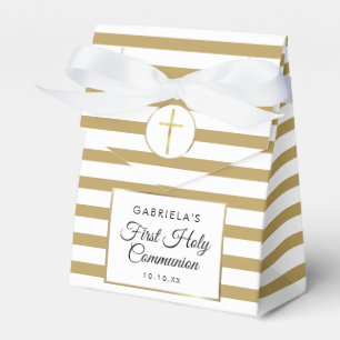 Caixinha De Lembrancinhas Primeira Comunhão Elegante com Faixa Dourada