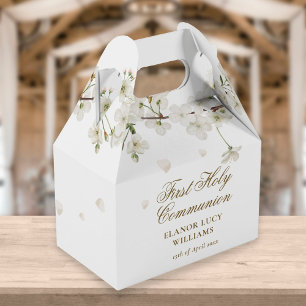 Caixinha De Lembrancinhas Primeira Comunhão Elegante Flor de Blossom Branca