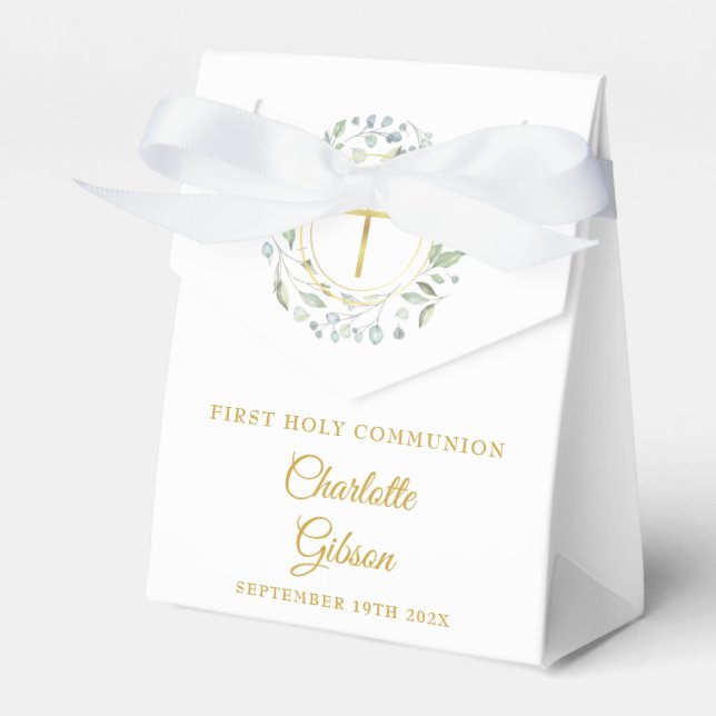 Caixinha De Lembrancinhas Primeira Comunhão Laurel Greenery Garland (Frente)