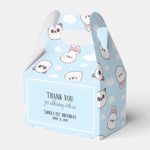 Caixinha De Lembrancinhas Primeiro aniversario Blue Bear Panda Kawaii