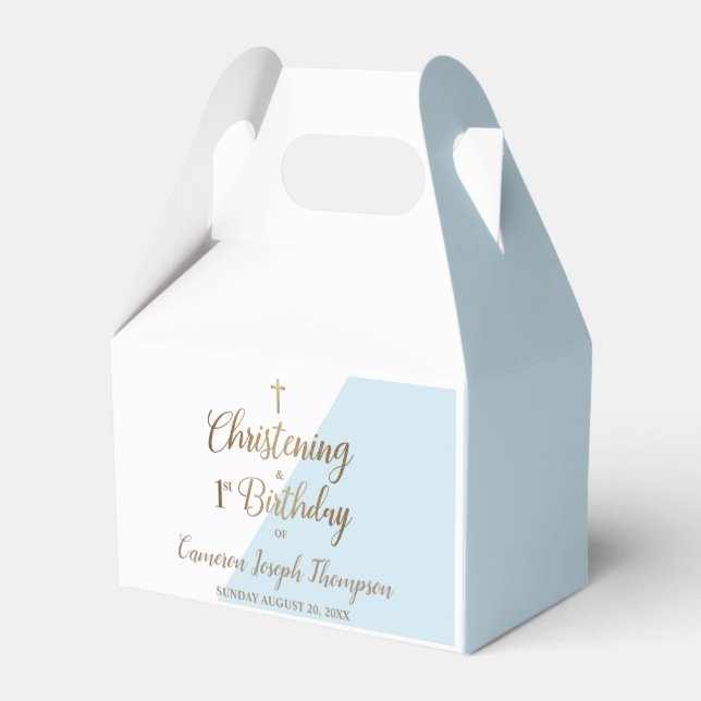 Caixinha De Lembrancinhas primeiro aniversario Christening Blue baby boy Box (Verso)