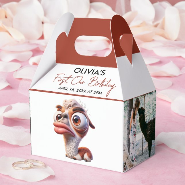 Caixinha De Lembrancinhas Primeiro aniversario de Caricatura Engraçado Llama (Casamento)