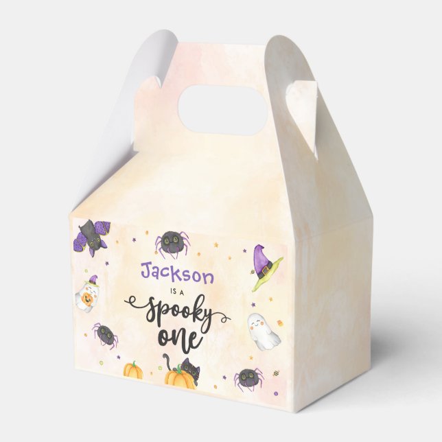 Caixinha De Lembrancinhas Primeiro aniversario de Dia das Bruxas Spooky One (Frente)