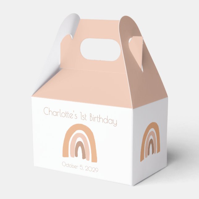 Caixinha De Lembrancinhas Primeiro aniversario de Pastel Rosa, Cotovelo Simp (Frente)