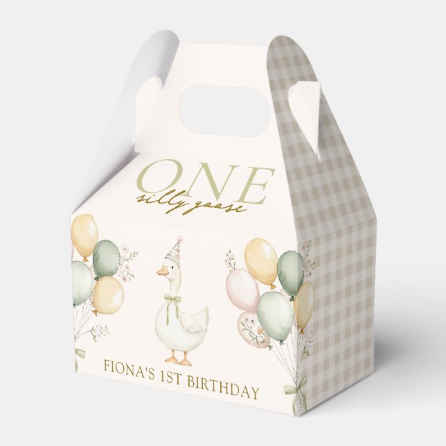 Caixinha De Lembrancinhas PRIMEIRO ANIVERSARIO de uma garota ganso de Bobo (Frente)