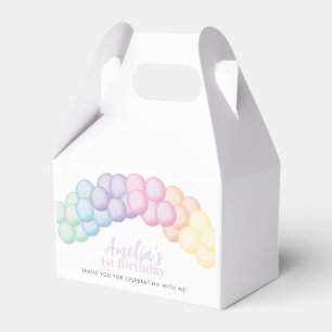 Caixinha De Lembrancinhas Primeiro aniversario do Pastel Rainbow Balloon Gar