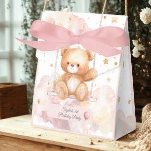 Caixinha De Lembrancinhas Primeiro aniversario do Urso de Teddy Adorável