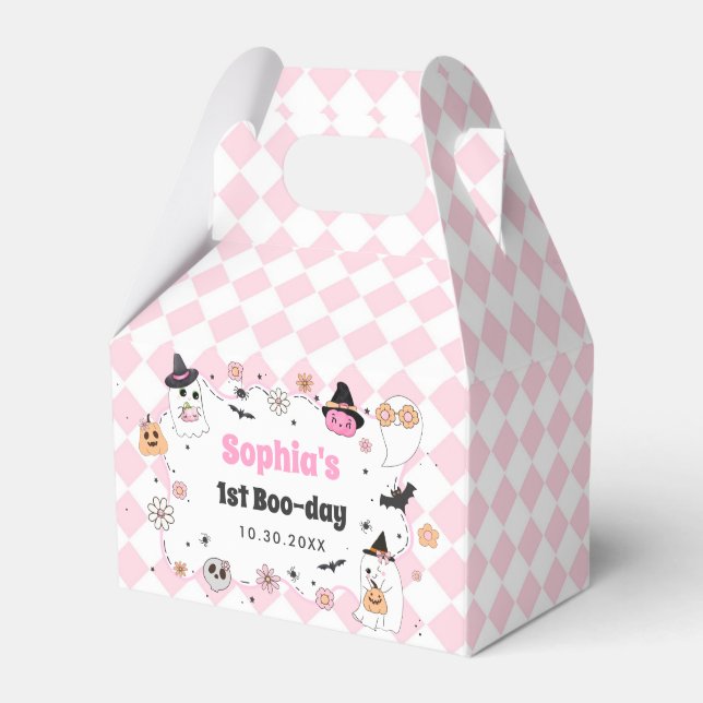 Caixinha De Lembrancinhas Primeiro aniversario Halloween Groovy Ghost (Frente)