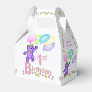 Caixinha De Lembrancinhas primeiro aniversario Princess Bear Personalizado