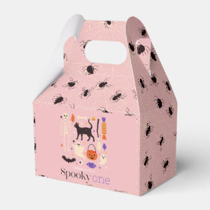 Caixinha De Lembrancinhas Primeiro aniversario Rosa Spooky One Halloween Mot