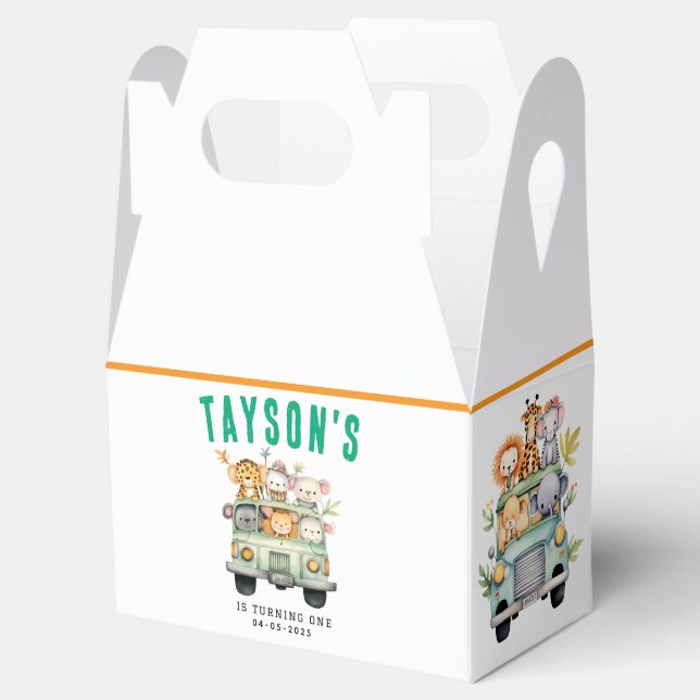 Caixinha De Lembrancinhas Primeiro aniversario Selvagem de Animais Safari (Aberto)