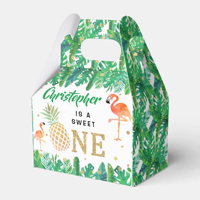 Caixinha De Lembrancinhas Primeiro aniversario Tropical Summer Beach Luau Bo (Frente)