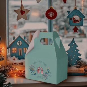 Caixinha De Lembrancinhas Primeiro Natal do Bebê, Porquinho e Urso Fofos